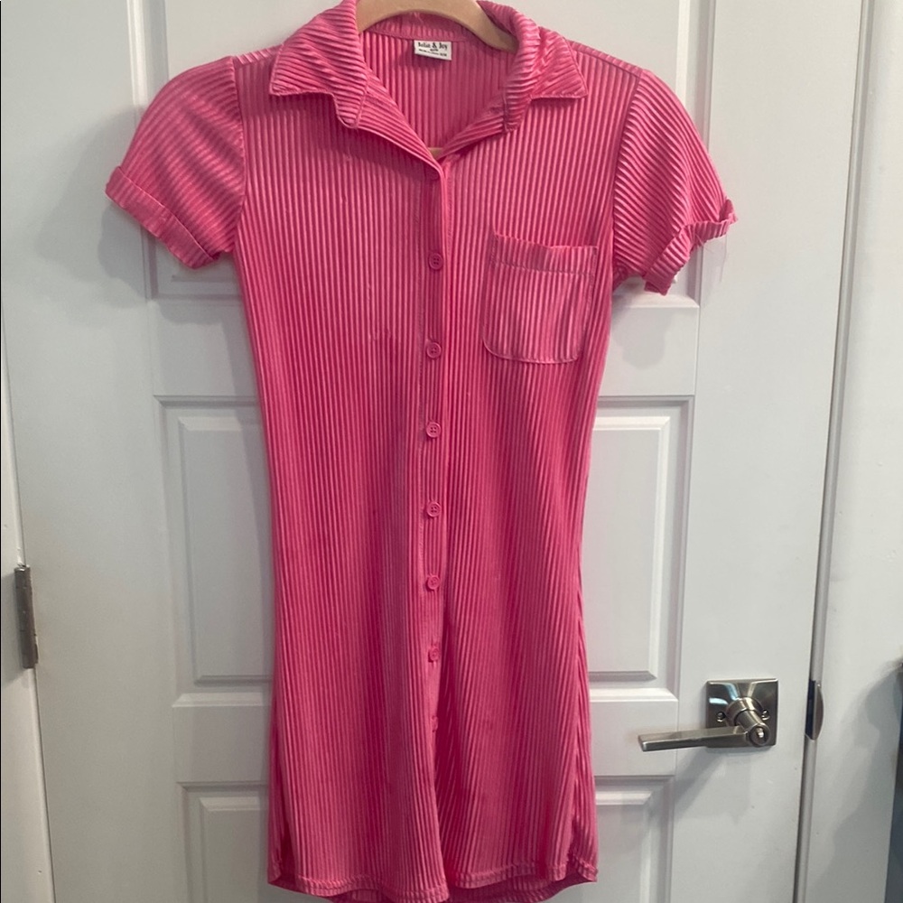 Pink Striped Kids Casual Dress